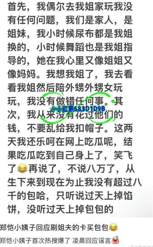 疑似郑恺小姨子回应刷卡传闻:从未花过他们的钱 疑似郑恺小姨子回应刷卡传闻:从未花过他们的钱